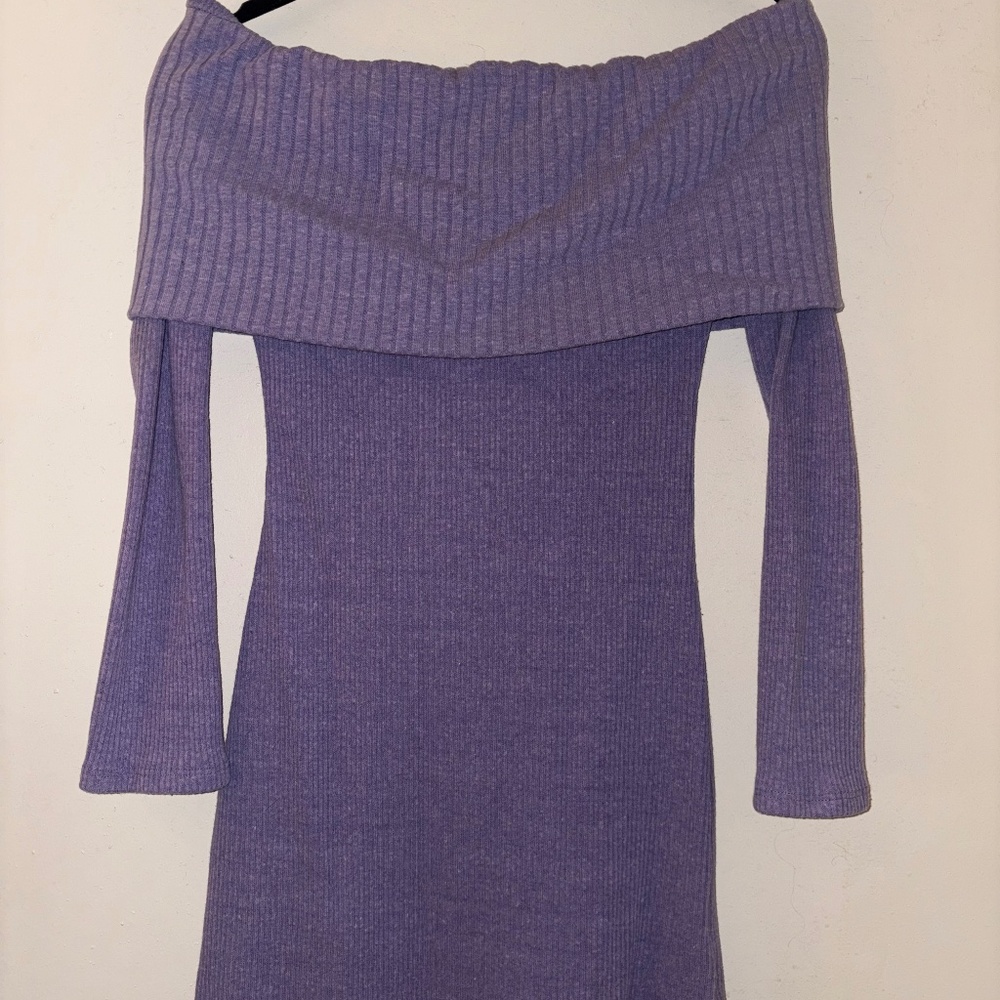 Purple mini sweater dress